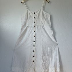 Linen-Rayon Cami Button-front Midi Dress