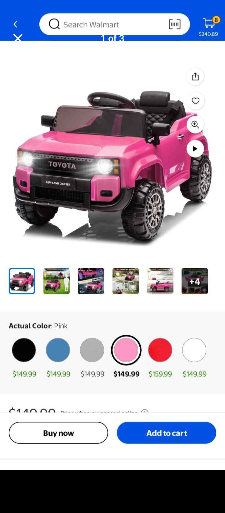 Ubesgoo Ride on Toyota Land Cruiser with remote, Pink