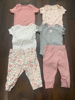 Lot of 6 Girls Shirts And Pants size 6 Months by Carters #6