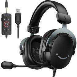 FIFINE H9 Gaming Headset with Microphone for Xbox, PS5/PS4, Switch, Phone, USB/3.5mm Wired PC Headphones with 7.1 Surround Sound & Noise Cancelling