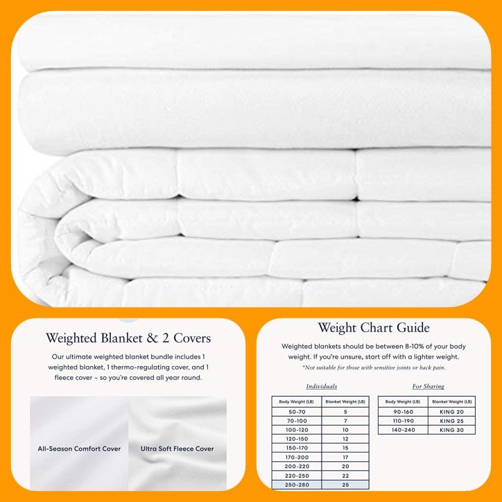 3-Piece Weighted Blanket Set (White)