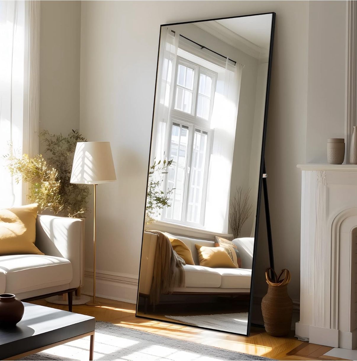 NeuType 71"x28" Large Full Length Mirror with Standing Holder - Aluminum Alloy Frame Floor/Wall-Mounted for Living Room, Bedroom - Hanging or Leaning