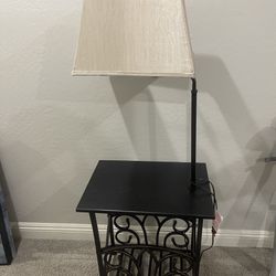 TABLE LAMP & MAGAZINE RACK, Side Table 
