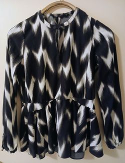 Rachel Zoe Blouse Size 8 US Black and White Women's Long Sleeve Top.