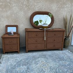 Wicker Warm Caramel Bedroom Set 