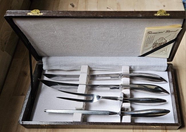 Vintage, Samurai, Cutlery, 4-Piece Carving Set, Japan, With Vintage Case