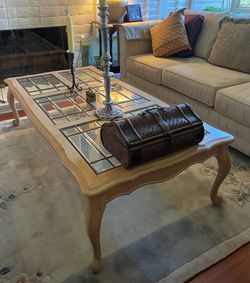 Coffee table with beveled glass