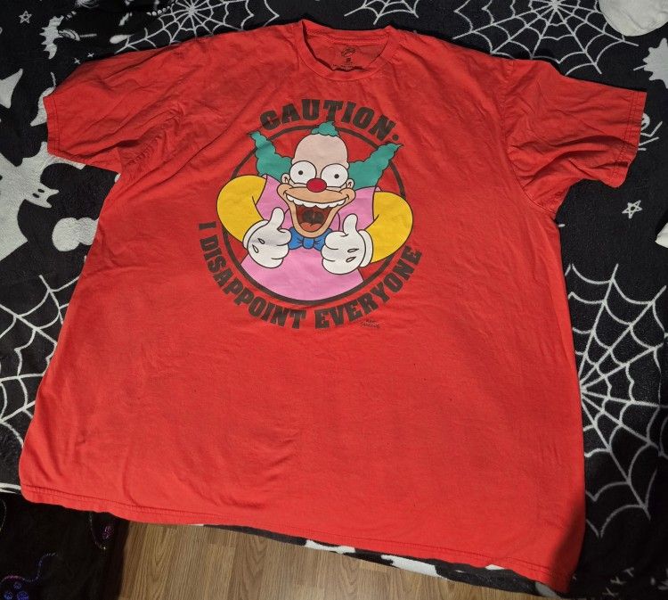 Krusty The Clown Caution I Disappoint Everyone Crew Neck T-Shirt Men’s Size 3XL