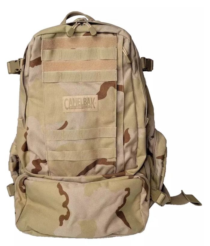 CAMELBAK BFM Old School Lrg Army Hydration Pack 3 Liter Bladder Camo Desert EUC