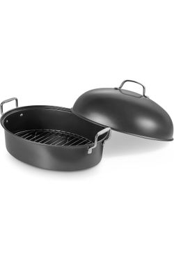 KITESSENSU Extra Large Roasting Pan with Lid - Nonstick Turkey Roaster Pan with Rack 18.5 x 14.5 Inch - Heavy Duty Covered Roasting Pot - All Ovens Fi