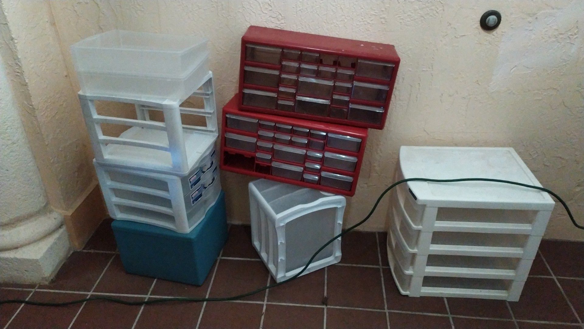 Plastic storage drawers. Each for $4.99.