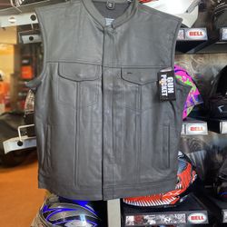 Motorcycle Club Style Leather Vest New $120
