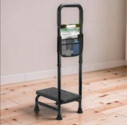 💠 Black Steel Step Stool with Handrail