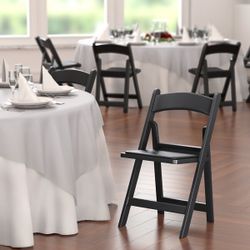 Black Negra Resin Folding Chair:  Indoor Outdoor Sillas De Fiesta Plegables Events, Parties, and More