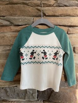 Disney Mickey Ugly Christmas Ski Fair Isle style long sleeve size 2T