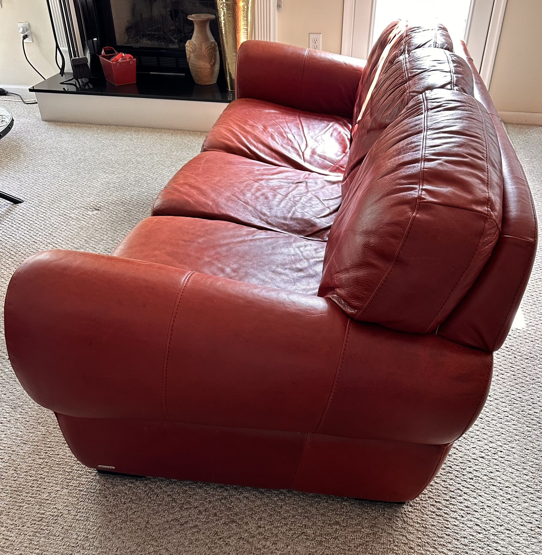 Natuzzi, Red Leather Sofa