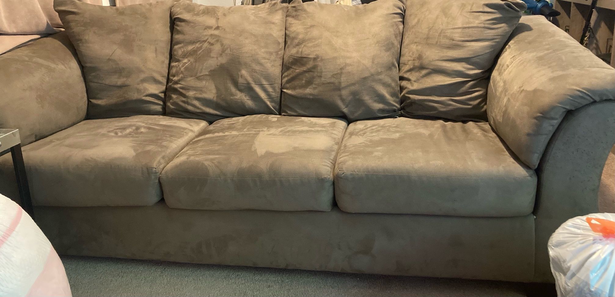 Microsuede 3 Cushion Couch (Pet Friendly Home)