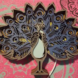 3D Wooden Peacock Light
