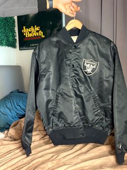 Raiders NFL Black Satin Bomber Jacket