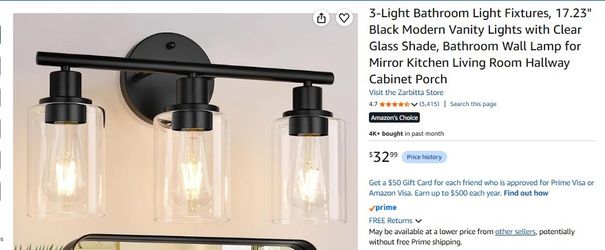 3-Light Bathroom Light Fixture, Farmhouse