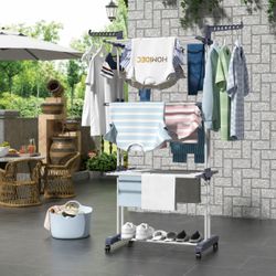 [NEW] 4-Tier Foldable Clothes Drying Rack with Wheels