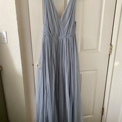 Blue Long Sleeveless Dress 