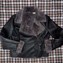 A.N.A A New Approach Faux Leather Biker Jacket with Faux Fur Lining.