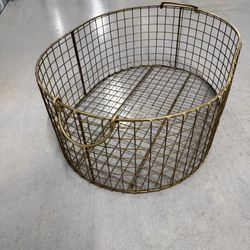 Large Gold metal basket w/ Handles