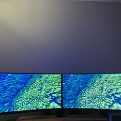 TWO MONITORS WITH ARM - AOC C27G2Z 27" Curved 0.5ms 240Hz, FreeSync.