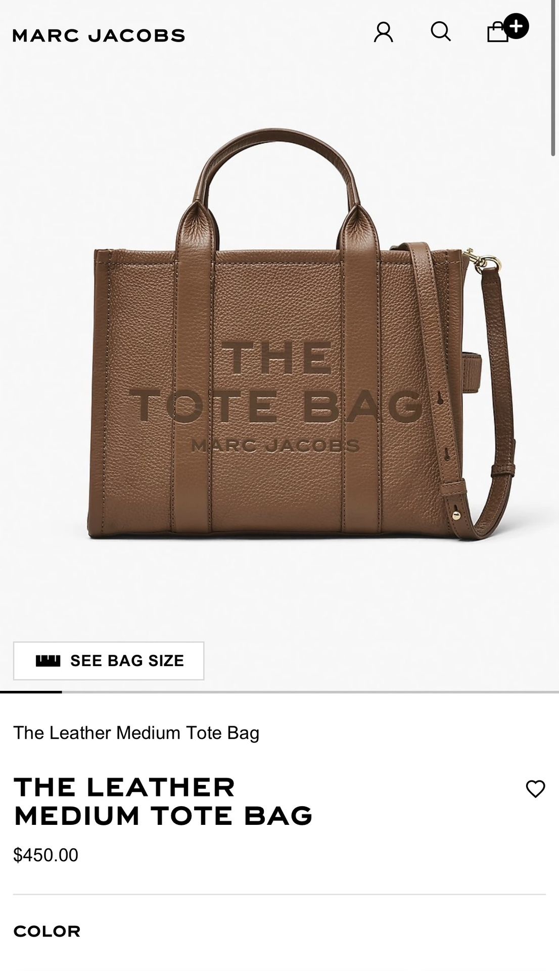 Marc Jacobs The Leather Medium Tote Bag