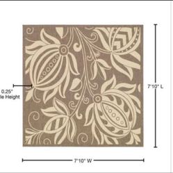 2/new /SAFAVIEH Courtyard Brown/Natural 8 ft. x 8 ft. Square Border Indoor/Outdoor Patio Area Rug