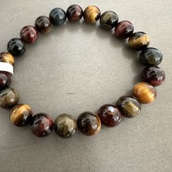 New, Men’s Triple Tiger Eye Stone Bracelet. Several Sizes To Choose From. 