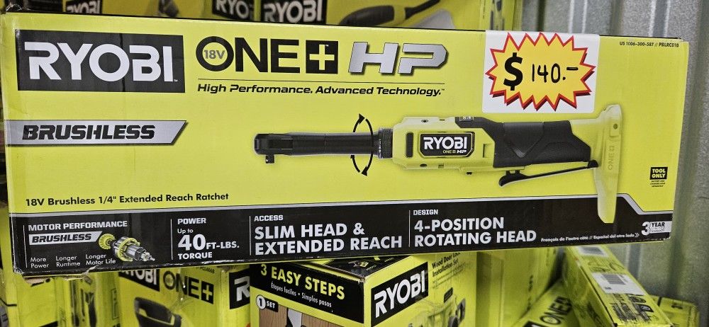 New 18V Ryobi 1/4" extended reach Ratchet