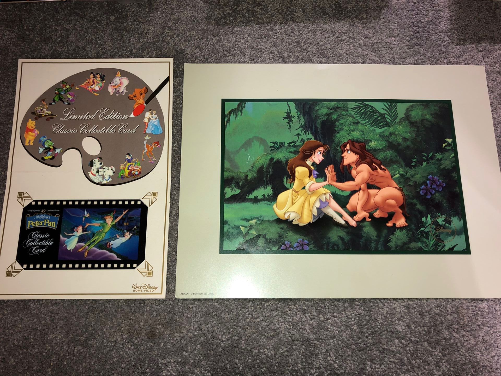 Disney Tarzan lithograph & Peter Pan classic collectible card