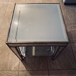 Mirror With Gold Trim End Table 