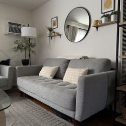 Gray Midcentury Modern Couch Set (2 Couches in Great Condition)