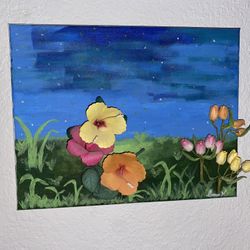 Hand Painted 3D Flowers