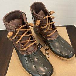 Sperry Top sider saltwater girls boots size 13 M brand New in box waterproof brown 