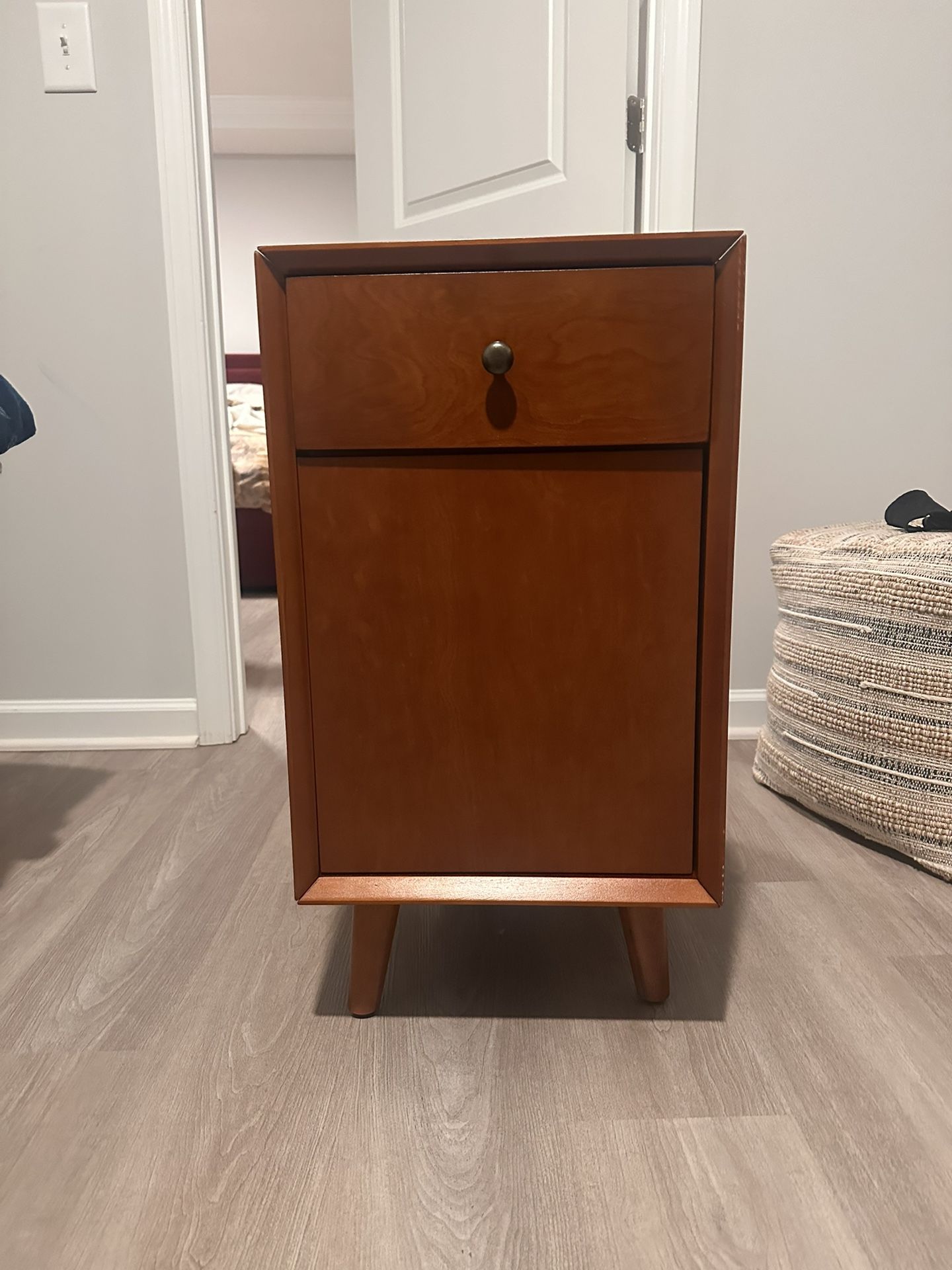 Mid-Century Modern End Tables w/ Storage + Built-In Outlets