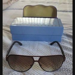 GUCCI GG 0227S 003   Oval Metal Sunglasses With Brown  Gradeint Lens 62mm Mens Or Women's! Great Deal