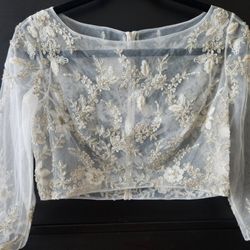 Ivory off white, organza top or topper, size small