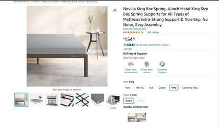 Novilla King Box Spring, 4-Inch Metal King new in box