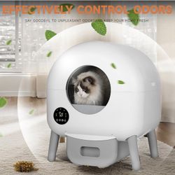 Zeacotie Self Cleaning Litter Box, Automatic Cat Litter Box with APP Control, Multi-Cat Compatible,1 Roll of Garbage Bags and Mat,white2.0X