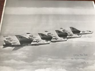 US Navy F-8 Fighter Jet Formation Print. 1961. 18” x 24” Photo print of Satan’s Kittens squadron in 1961.