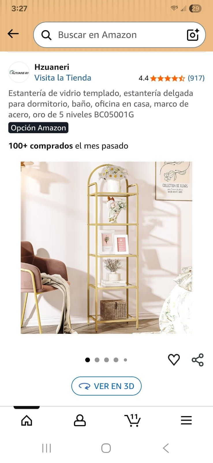 Glass Shelf, 5 Tier Ladder 5...teel Frame, Gold