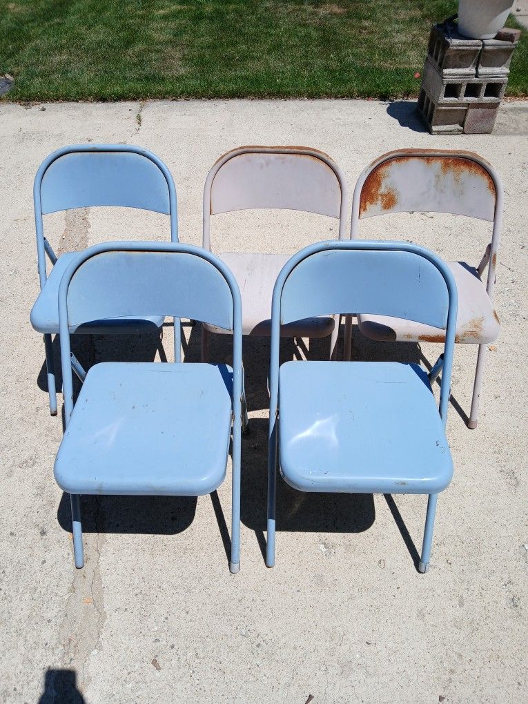 5 Foldable Steel Metal Chairs