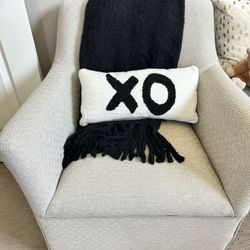 Modern Swivel Accent Chair / Gliding Nursery Chair (Like NEW) + Pillow & Throw