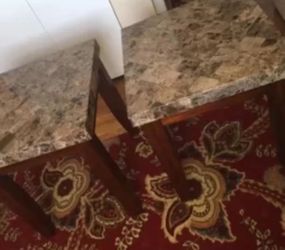 Homelegance orton faux marble top end table in rich cherry ( 2 end tables )