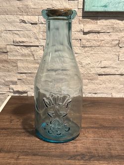 Large Oversize 18 Inch Cornflower Blue Glass Milk Dairy Display 1890 Jug Bottle