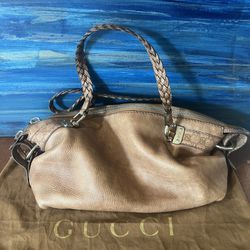 Gucci brown Lether Bamboo Tote